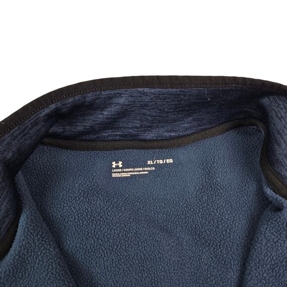 Mens Under Armour Half Zip Pullover Lot Size XL Loose Cold Gear Black Blue - Picture 7 of 7